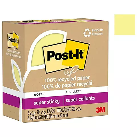 3M Post-it 654R-5SSCY利貼狠黏環保便條紙-黃色